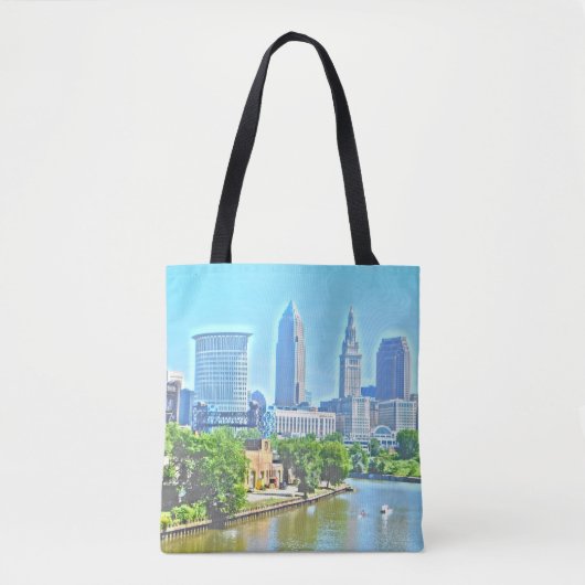 Cleveland (River View) Paint Effect Tote Bag Tasche (Vorderseite)