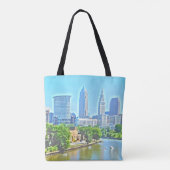 Cleveland (River View) Paint Effect Tote Bag Tasche (Rückseite)