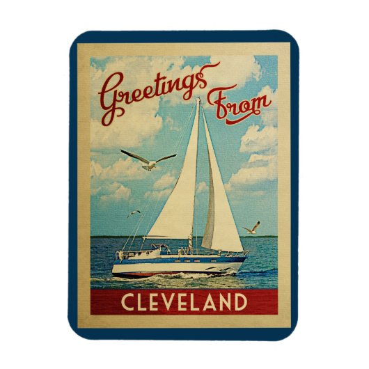 Cleveland Sailboat Vintage Travel Ohio Magnet (Vertikal)