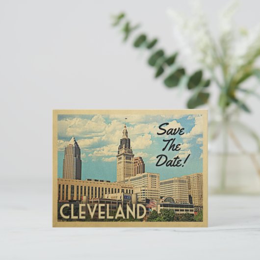 Cleveland Save the Date Ohio Ankündigungspostkarte (Stehend Vorderseite)
