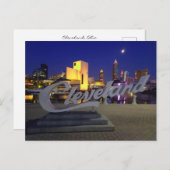 Cleveland script sign at night postkarte (Vorne/Hinten)