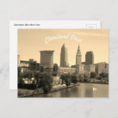 Cleveland Sepia River Skyline Postkarte (Vorne/Hinten)