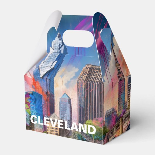 Cleveland Skyline Abstrakt Art Geschenkschachtel (Vorderseite)