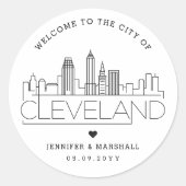 Cleveland Skyline | Begrüßungsnachricht Runder Aufkleber (Vorderseite)