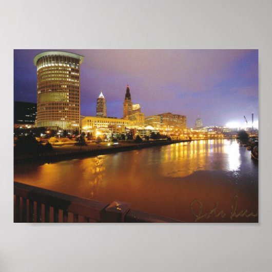 Cleveland Skyline bei Nacht Poster (Vorne)