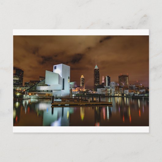 Cleveland Skyline bei Nacht Postkarte (Vorderseite)