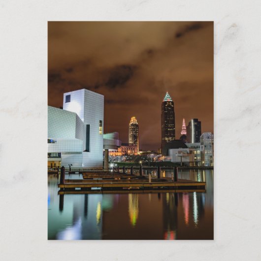 Cleveland Skyline bei Nacht Postkarte (Vorderseite)