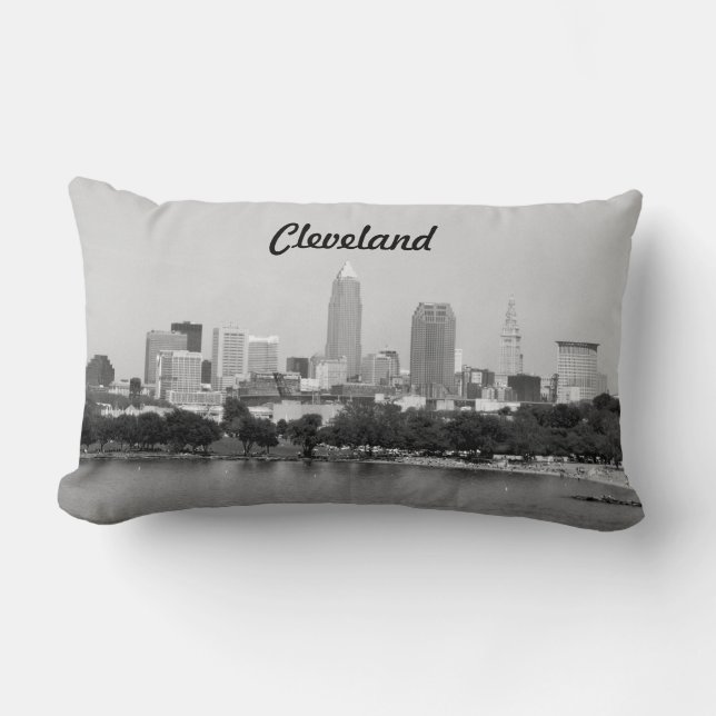 Cleveland-Skyline BW-Kissen Lendenkissen (Vorderseite)