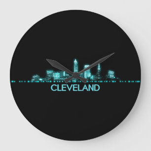Cleveland Skyline Große Wanduhr