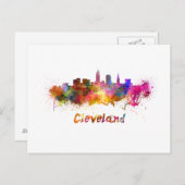 Cleveland Skyline in Aquarellfarben Postkarte (Vorne/Hinten)