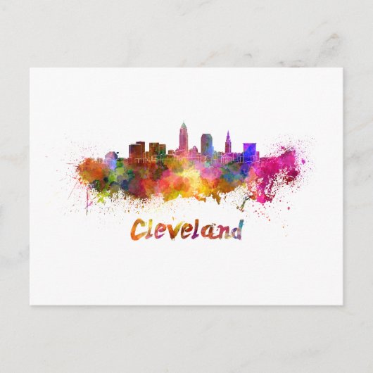 Cleveland Skyline in Aquarellfarben Postkarte (Vorderseite)