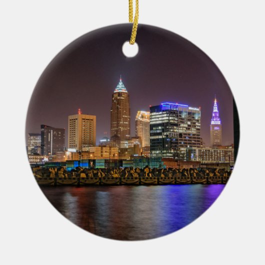 Cleveland-Skyline nachts Keramikornament (Vorne)