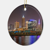 Cleveland-Skyline nachts Keramikornament (Links)