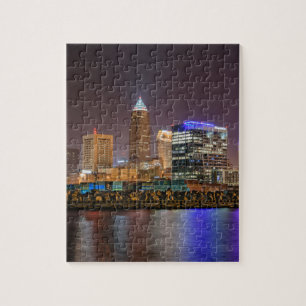 Cleveland-Skyline nachts Puzzle