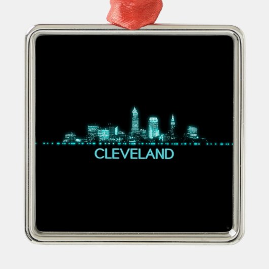 Cleveland Skyline Ornament Aus Metall (Vorne)