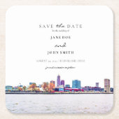 Cleveland Skyline Paper Untersetzer Save the Date (Vorderseite)