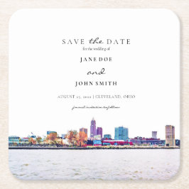 Cleveland Skyline Paper Untersetzer Save the Date