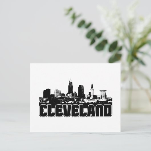 Cleveland Skyline Postkarte (Stehend Vorderseite)