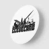 Cleveland Skyline Runde Wanduhr (Winkel)