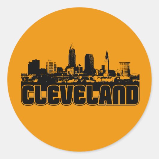 Cleveland Skyline Runder Aufkleber (Vorderseite)