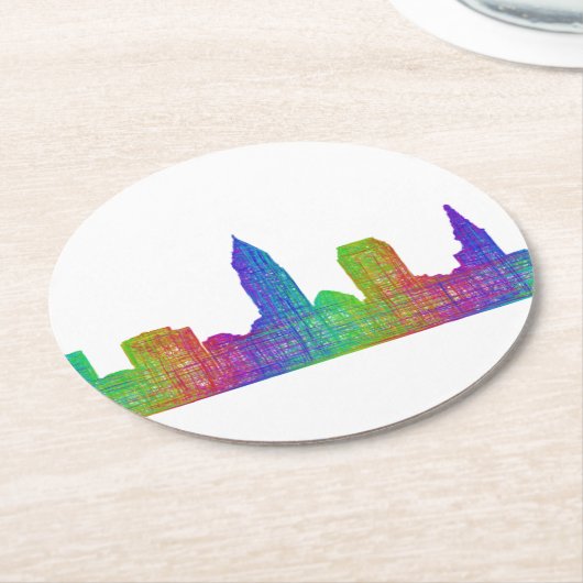 Cleveland-Skyline Runder Pappuntersetzer (Angewinkelt)