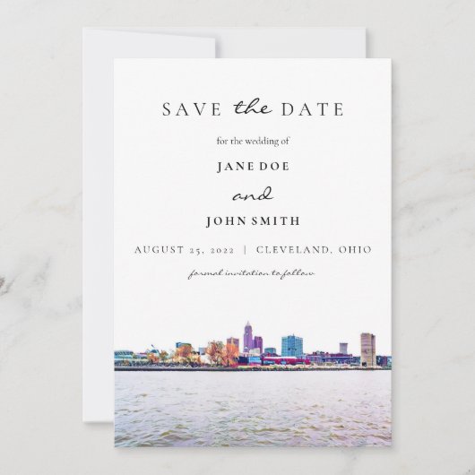 Cleveland Skyline Save the Date Karte (Vorderseite)