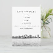 Cleveland Skyline Save the Date Karte (Stehend Vorderseite)