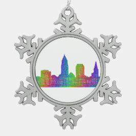 Cleveland-Skyline Schneeflocken Zinn-Ornament