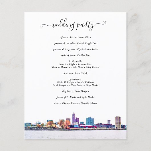 Cleveland Skyline Wedding Program Flyer (Hinten)