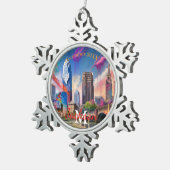 Cleveland Snowflake Pewter Weihnachtsschmuck Schneeflocken Zinn-Ornament (Rechts)
