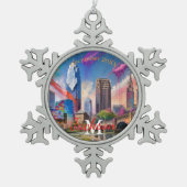 Cleveland Snowflake Pewter Weihnachtsschmuck Schneeflocken Zinn-Ornament (Vorderseite)