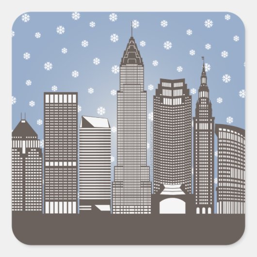Cleveland Snowflakes Quadratischer Aufkleber (Vorderseite)