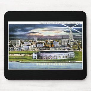 Cleveland Stadium-Skyline an der Dämmerung, Mousepad