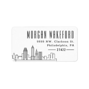 Cleveland Stylized Skyline Large Adressaufkleber