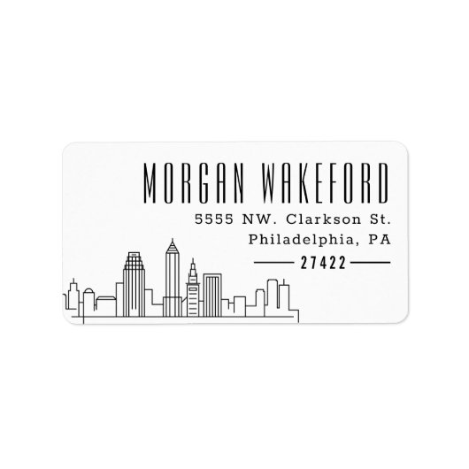 Cleveland Stylized Skyline Large Adressaufkleber (Vorne)