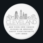 Cleveland Themed | Benutzerdefinierte Stadtmeldung Magnet<br><div class="desc">Ein einzigartiger Magnet für die schöne Stadt Cleveland,  Ohio. Dieser Schlüsselanhänger zeigt die einzigartige Skyline der Stadt mit ihrem Namen darunter. Unter dem Namen der Stadt finden Sie einen Platz für Ihren einzigartigen Slogan oder Ihre Aussage über Ihre Lieblingsstadt.</div>