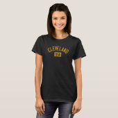 Cleveland USA Arched Text Distressed Amber Print T-Shirt (Vorne ganz)