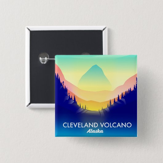 Cleveland Volcano Alaska Reiseplakat Button (Vorne & Hinten)