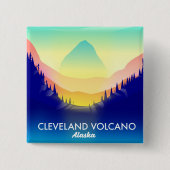 Cleveland Volcano Alaska Reiseplakat Button (Vorderseite)