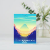 Cleveland Volcano Alaska Reiseplakat Postkarte (Stehend Vorderseite)