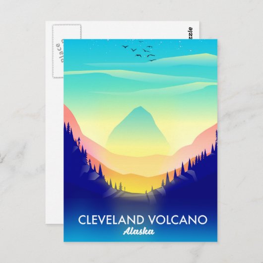 Cleveland Volcano Alaska Reiseplakat Postkarte (Vorne/Hinten)