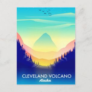 Cleveland Volcano Alaska Reiseplakat Postkarte