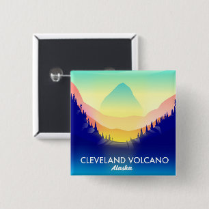 Cleveland Vulkan Alaska Reiseplakat Button