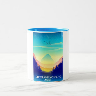 Cleveland Vulkan Alaska Reiseplakat Zweifarbige Tasse