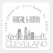 Cleveland Wedding Custom Address Quadratischer Aufkleber (Vorderseite)
