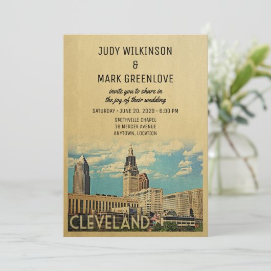 Cleveland Wedding Einladung Ohio (Stehend Vorderseite)
