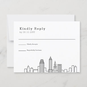 Cleveland Wedding   Stilisierte Skyline-UAWG RSVP Karte