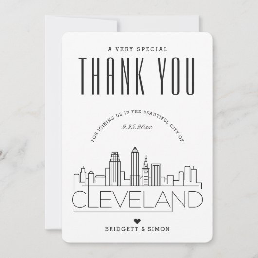 Cleveland Wedding | Vielen Dank + Foto-Karte Karte (Vorderseite)