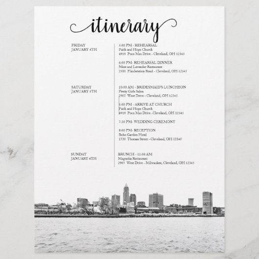 Cleveland Wedding Weekend Begrüßungsreise (Rückseite)