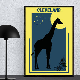 Cleveland Zoo Ohio Vintag Giraffe Poster